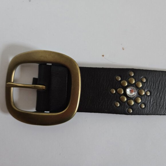 Linea Pelle Black Leather and Leopard Belt, Size M - Picture 2 of 5